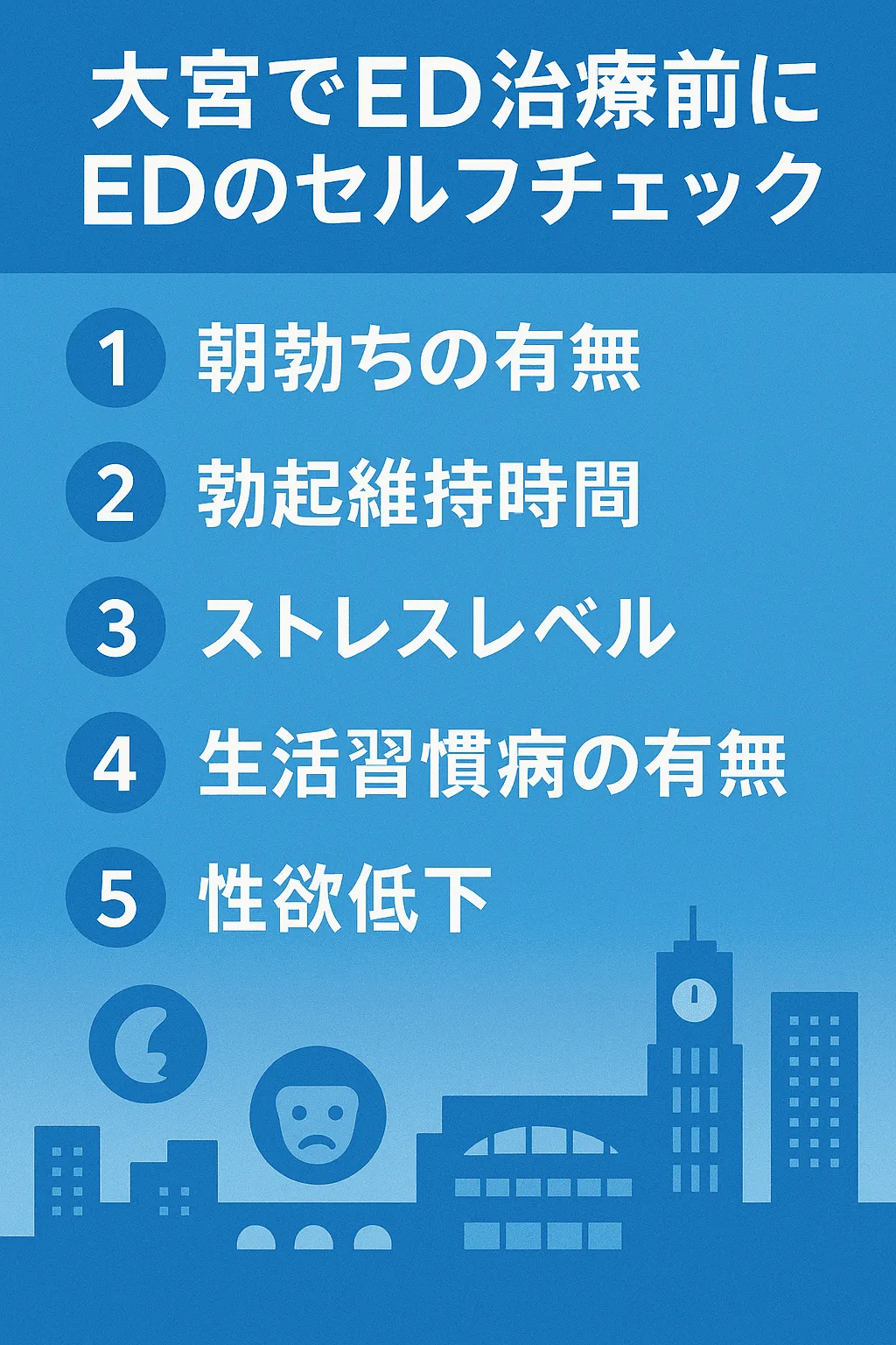 大宮でED治療前にEDのセルフチェック